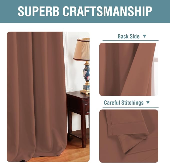 H.VERSAILTEX Blackout Curtain for Living Room Thermal Insulated Window Treatment Curtain Extra Long 108 inch Length Energy Saving Solid Grommet Blackout Drape, One Panel, Washed Spice, 52" W x 108" L