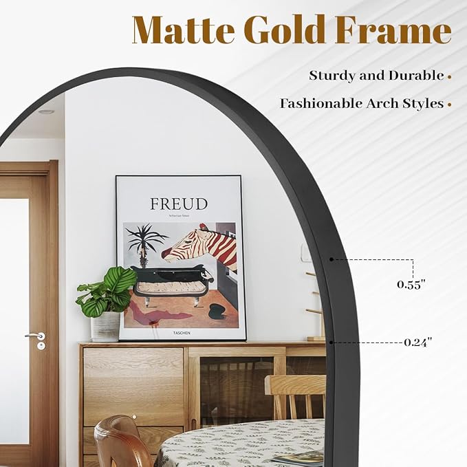 Large Arched Wall Mirror, 36 x 48 inch Arch Bathroom Mirror Black | Wall Mounted Bathroom Vanity Mirror with Arch Metal Frame, Modern Room Decor for Bedroom, Entryway, Hanging or Leaning