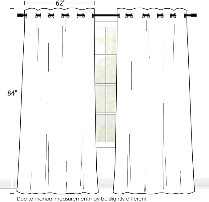 SimpleHome Grey 100% Blackout Curtains Room Darkening Living Room 84 Inch | Curtains for Bedroom,Thermal Insulated Grommet Window Drapes,Curtains for Living Room with Black Back,62 x 84 Inch,2 Panels