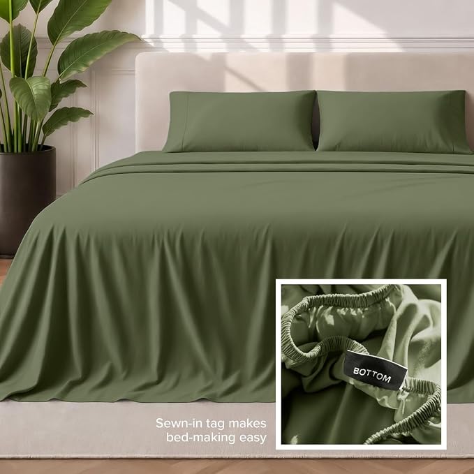 Bare Home Queen Sheet Set - 1800 Ultra-Soft (Queen, Cypress) | Deep Pockets 6 to 15 Inches, Breathable, Hypoallergenic, Hotel Luxury, Easy Fit, Soft, All-Season