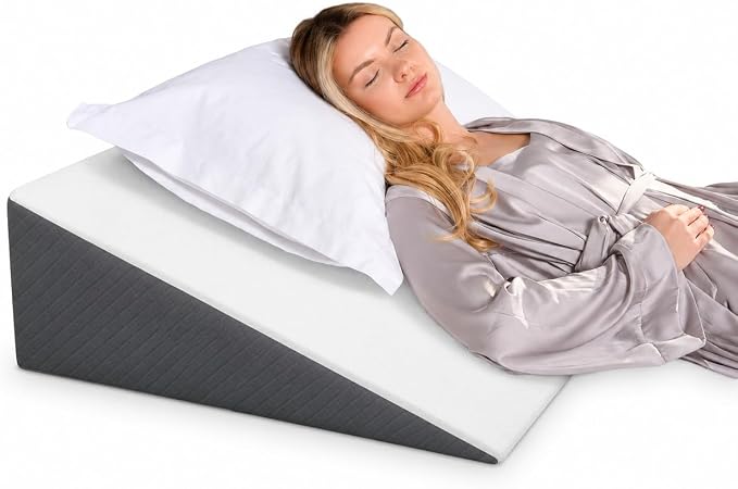 Kolbs Extra Wide Bed Wedge Pillow for Sleep Apnea, More Room - More Comfort | with Chic Jacquard Cover - Headboard Wedges for Sleeping (Extra Wide 7.5" Height)