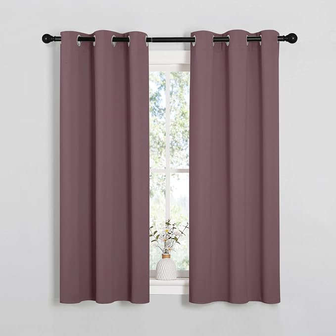 NICETOWN Bedroom Curtain Panels Blackout Draperies, Dry Rose, 1 Pair, 34 by 45-inch, Thermal Insulated Solid Grommet Blackout Curtains/Drapes | Blackout Draperies, Thermal Insulated Solid Grommet Blackout Curtains/Drapes