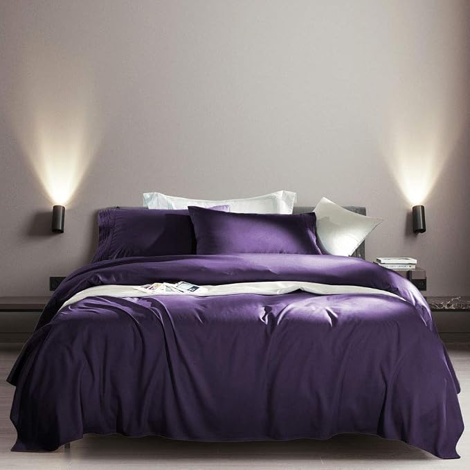 SONORO KATE Bed Sheet Set Super Soft Microfiber 1800 Series Luxury Egyptian Sheets Fit 18-24 Inch Deep Pocket Mattress Wrinkle-6 Piece (Purple, Queen)