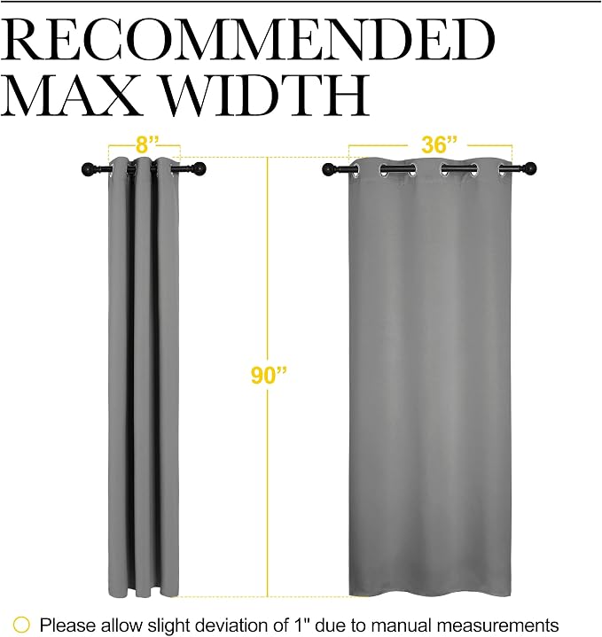 NICETOWN Thermal Insulated Curtains, 2 Panels, W42 x L90-inch, Silver Grey | Blackout Grommet Top Window Treatment Drapes for Hall