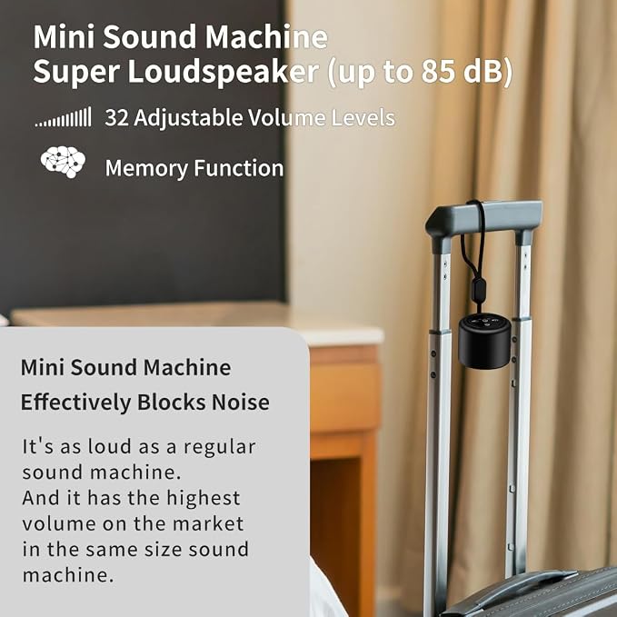 Mini Portable Sound White Noise Machine Baby Patter for Sleep with 30 Soothing Sounds for Baby Kids Adults 32 Volume Levels Sleep Soother Auto-Off Timer for Travel Home Office Privacy