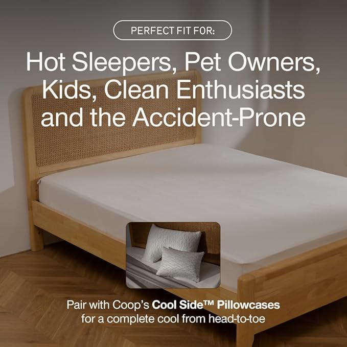 Coop Home Goods Ultra-Cool Waterproof Mattress Protector, Twin, Cooling Mattress Protector, Machine Washable Cooling Bed Cover, Whisper Quiet Waterproof Bed Cover, Twin (39x75)
