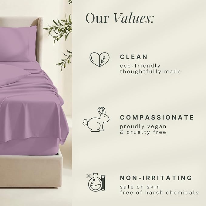 Hearth & Harbor Extra Deep Pocket Sheets - Fits Mattress 18-24 Inches Deep - Extra Deep Pocket Twin Sheets Sets - 4 Piece Twin Size - Lavender Dream
