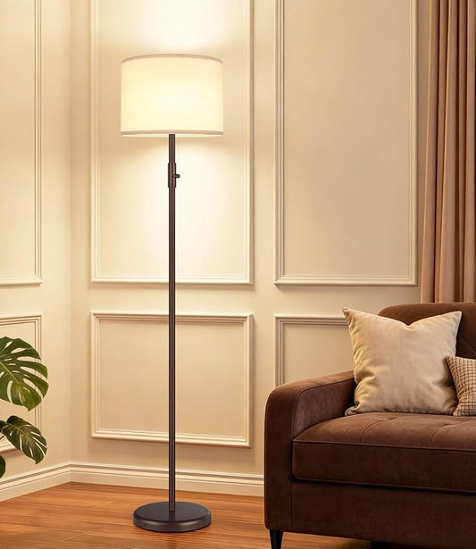 【Upgraded】 Dimmable Floor Lamp, Modern Floor Lamps for Living Room, Standing Lamp with Linen Shade, Tall Lamp for Bedroom Office Dining Room- Brown