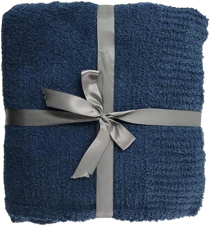 JOOJA Navy Blue Throw Blanket, Soft Fluffy Fuzzy Knit Blanket for Couch Bed Sofa, Cozy Plush Warm Blanket for Bedroom Living Room, Spring Home Decor, 50x60 Inches
