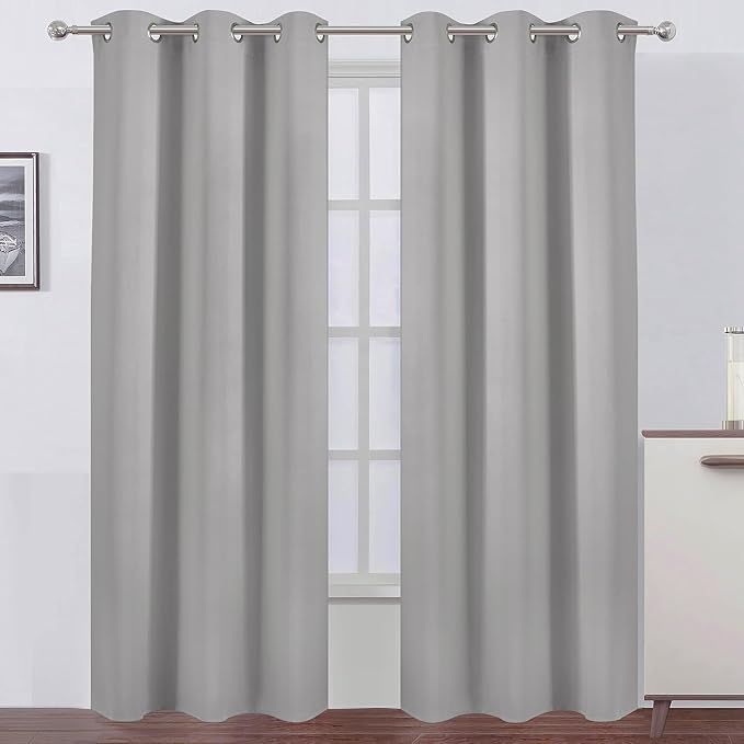 Blackout Curtains 38 x 84 inch/Light Grey Curtains Set of 2 Panels/Thermal Insulated Room Darkening Bedroom Curtains