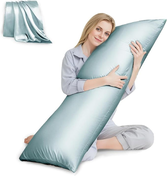 Body Pillow with Satin Pillowcase, Body Pillow for Adults | 20"x54", Removable Cover, OEKO-TEX Certified Down Alternative Filling,Washing Machine