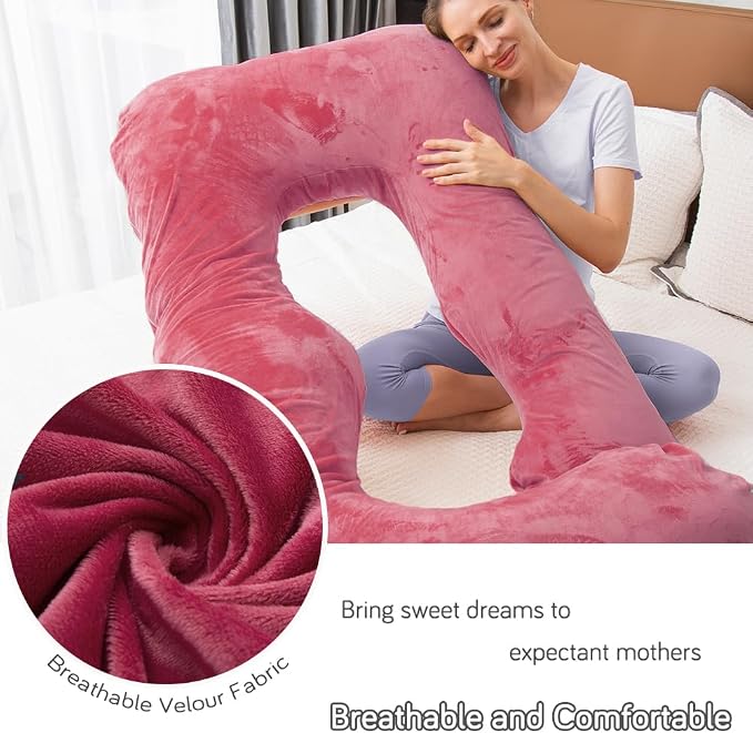 60 Inch Pregnancy Pillow for Sleeping (RED) | Extra Large U Shaped Body Pillow, Maternity Pillow for Pregnant Women