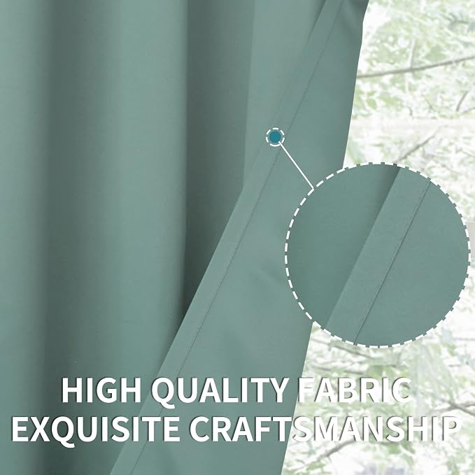 BGment Frosty Green Room Darkening Curtains 63 Inch for Bedroom - 2 Panels | Grommet Top, Light-Blocking, Sunblock, Thermal Insulated, Window Drapes for Kids Boys Room, 52x63 Inch