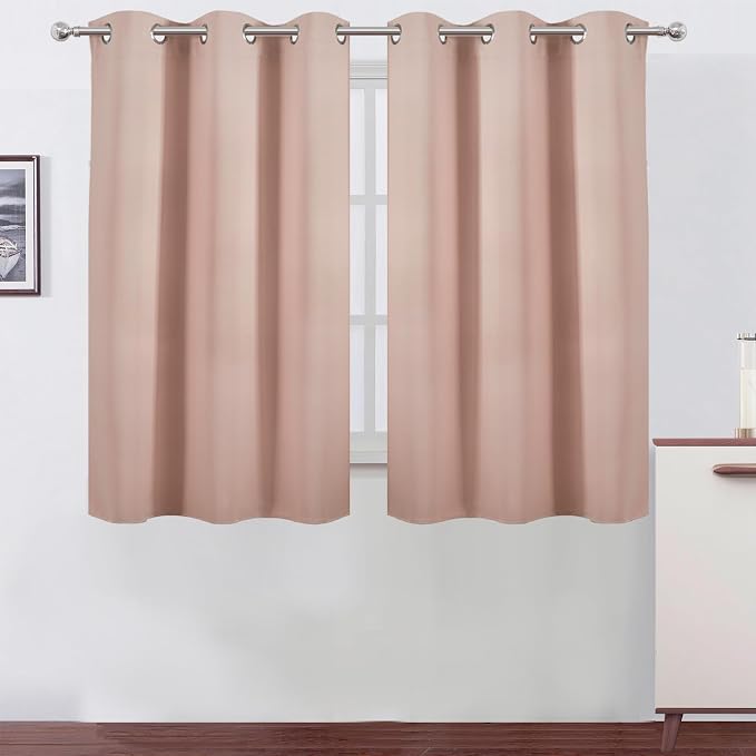 Blush Blackout Curtains/38 x 54 Inch/Set of Two Panels Grommet Living Room Curtains