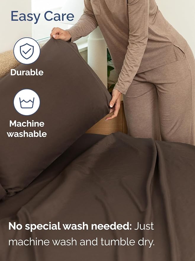 Extra Deep Split King Sheet Set - 7 Piece Breathable Cooling Sheets - Brown | Hotel Luxury Bed Sheets Set, Easy & Secure Fit, Ultra-Soft, Wrinkle & Fade Free, Comfy Sheets Set with Extra Deep Pockets