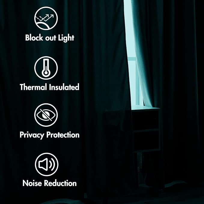 MIULEE Teal Velvet Curtains 52x90 inches 2 Panels Luxury Blackout Curtains | Thermal Insulated, Super Soft Window Drapes for Bedroom Living Room, Rod Pocket & Back Tab