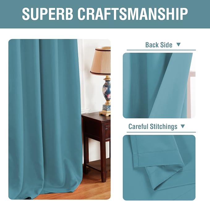 H.VERSAILTEX Blackout Curtain for Living Room Thermal Insulated Window Treatment Curtain Extra Long 84 inch Length Energy Saving Solid Grommet Top Blackout Drape, One Panel, Storm Blue, 52" W x 84" L