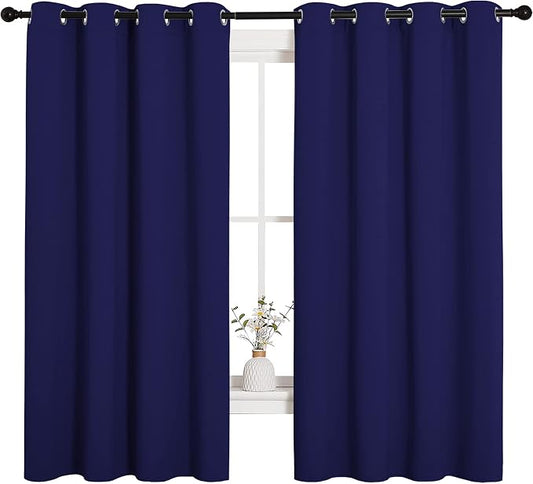 NICETOWN Blackout Draperies Curtains, 1 Pair, 55 x 68-inch, Royal Blue | All Season Thermal Insulated Solid Grommet Top Blackout Curtains/Drapes for Kid's Room
