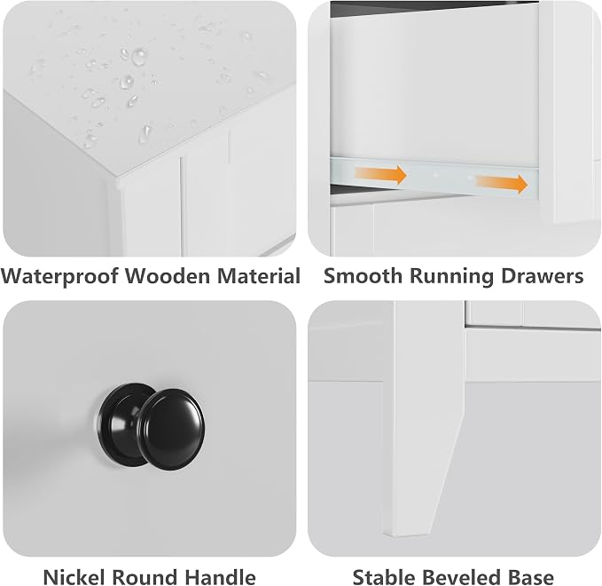 Garvee White 6-Drawer Dresser for Bedroom, 41.7" L Entryway Storage Drawers | Modern Lacquered Chest of Drawers, 15.8"D x 41.7"W x 31.5"H, Storage Dresser with Deep Drawers for Hallway Entryway