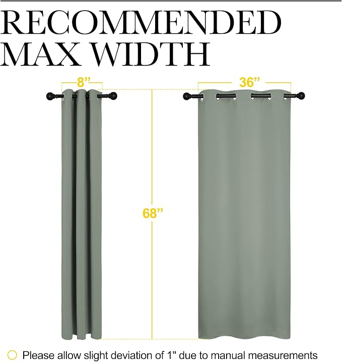 NICETOWN Sage Green Room Darkening Curtains, Set of 2, 42 x 68-inch | Window Treatment Thermal Insulated Solid Grommet Room Darkening Curtains/Drapes for Kitchen Bedroom