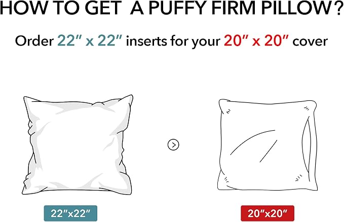 Oubonun 22 x 22 Throw Pillow Inserts (Set of 2) with 100% Cotton Cover - 22 Inch Square Interior Sofa Decorative Pillow Insert Pair - White Couch Pillow