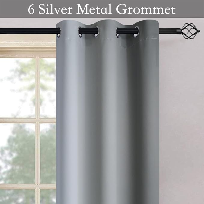 SimpleHome Ombre Grey to Grey White Curtains for Living Room 42Wx54L | Room Darkening Curtains for Bedroom,Gradient Light Blocking Curtain,Thermal Insulated Grommet Window Drapes,2 Panels,54 Inch