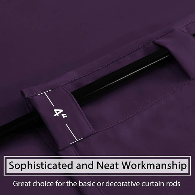 H.VERSAILTEX Blackout Curtains Thermal Insulated Window Treatment Panels Room Darkening Blackout Drapes for Living Room Back Tab/Rod Pocket Bedroom Draperies, 52 x 63 Inch, Plum Purple, 2 Panels