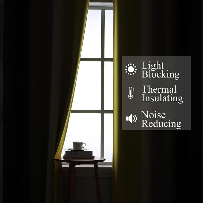 Brown and Yellow Blackout Curtains 52Wx72L Inch 2 Panels | Thermal Insulated Ombre Drapes for Bedroom 72 Inch Long,Room Darkening,Energy Saving,Grommet Curtains for Living Room