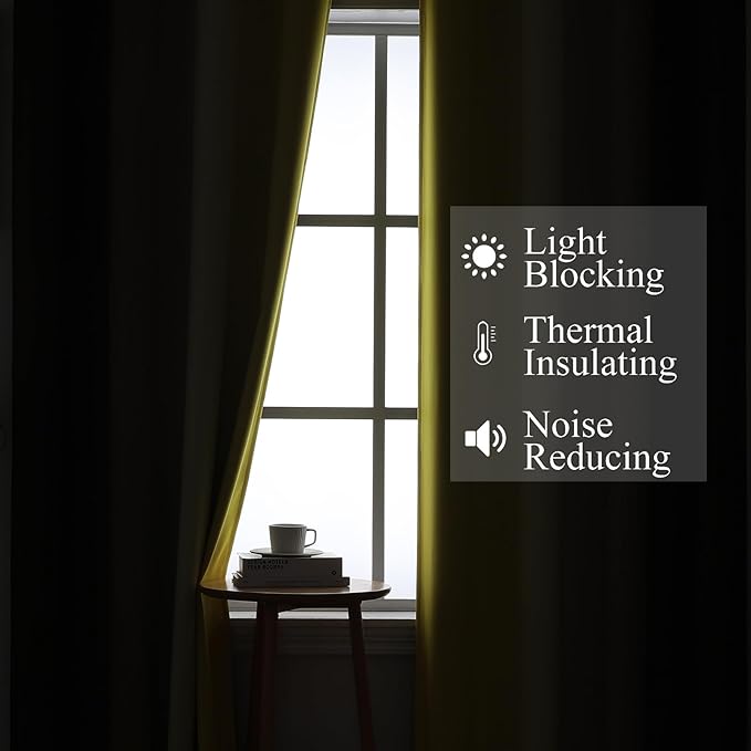 Brown and Yellow Blackout Curtains 52Wx96L Inch 2 Panels | Thermal Insulated Ombre Drapes for Bedroom 96 Inch Long,Room Darkening,Energy Saving,Grommet Curtains for Living Room