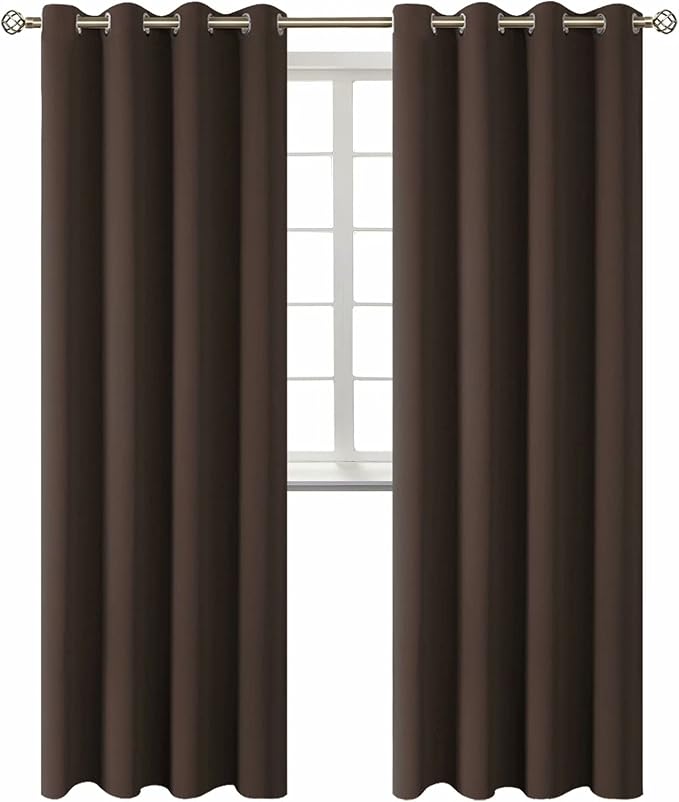 BGment Brown Blackout Curtains for Living Room 95 Inch Long - 2 Panels | Grommet Top, Black Out, Extra Long, Room Darkening, Sunblock, Thermal Insulated, Window Drapes for Bedroom, 52x95 Inch