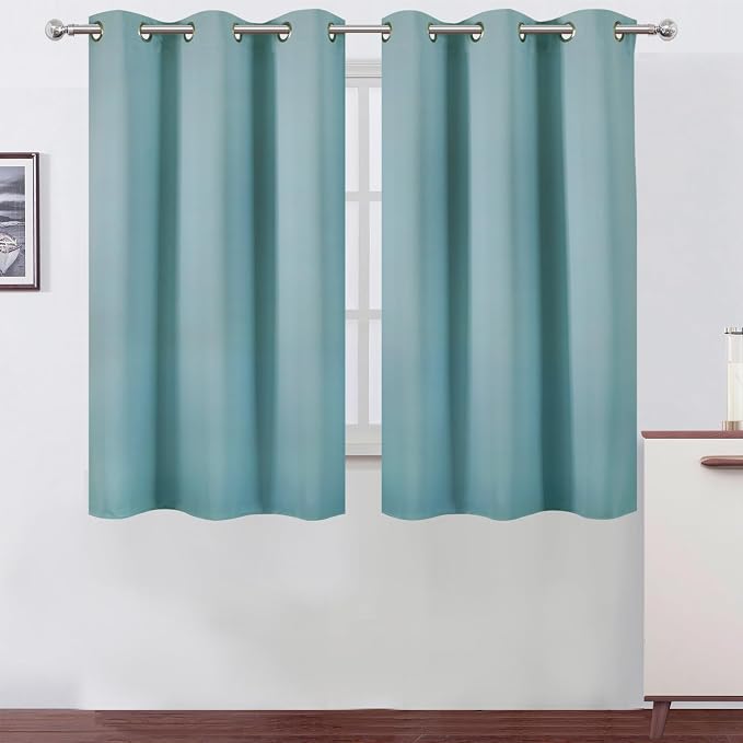 Stone Blue Blackout Curtains/38 x 54 Inch/Set of Two Panels Grommet Living Room Curtains