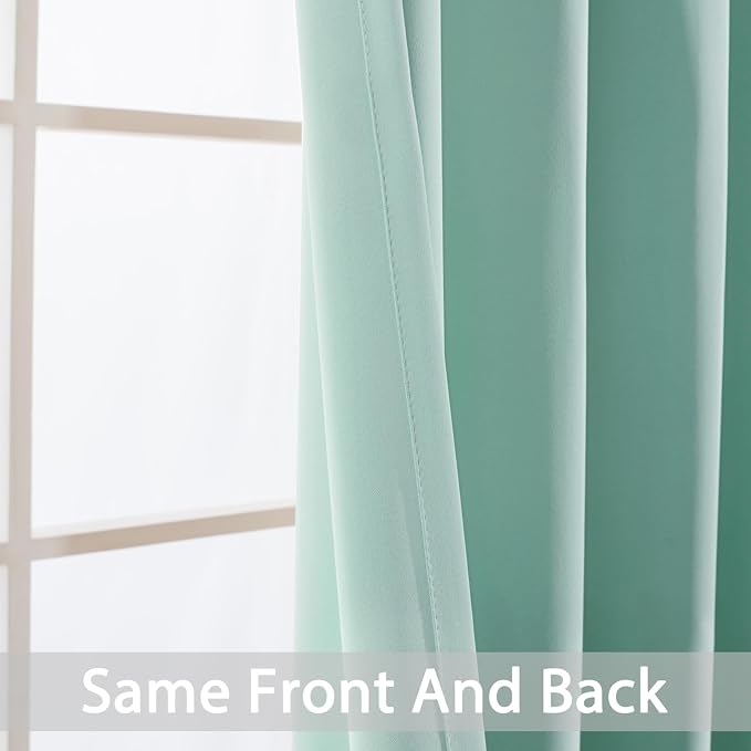 Yakamok Aqua Room Darkening Curtains 84 inch Sliding Door Drapes | 1 Extra-wide Panel,W52xL84,Soft Triple-weave,Grommet,Blackout Thermal Insulated Drapes,Privacy,Light Reduction,Patio doors