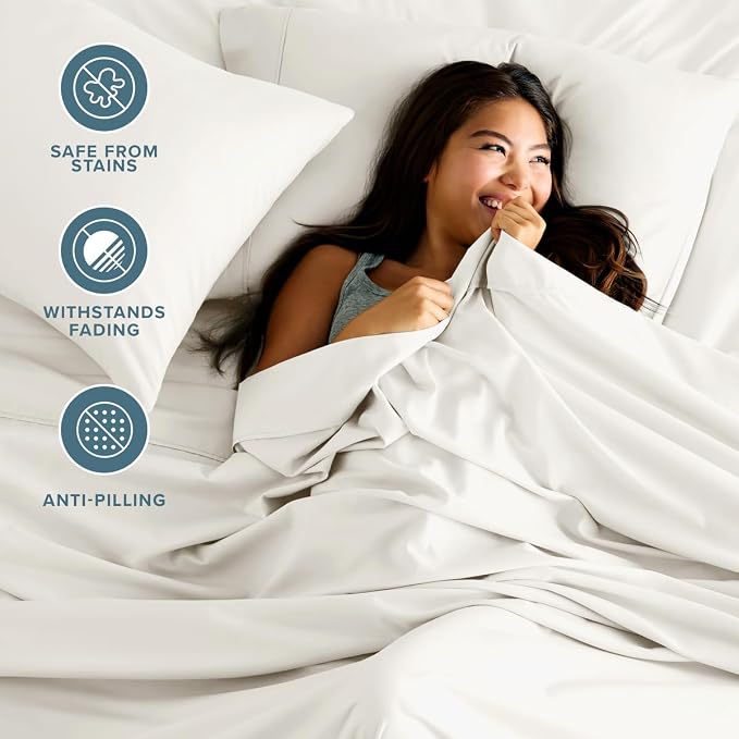 Bare Home Twin XL Sheet Set - 1800 Ultra-Soft (Twin XL, Cream) | Deep Pockets 6 to 15 Inches, Breathable, Hypoallergenic, Hotel Luxury, Easy Fit, Soft, All-Season