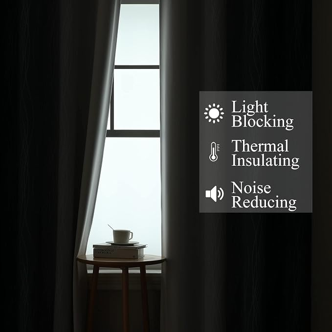 Navy Blue and Greyish White Blackout Curtains for Living Room 84 Inch Long | Estelar Textiler Ombre Room Darkening Bedroom Curtains, Light Blocking,Thermal Insulated Grommet Window Drapes,42x84,2 Panels