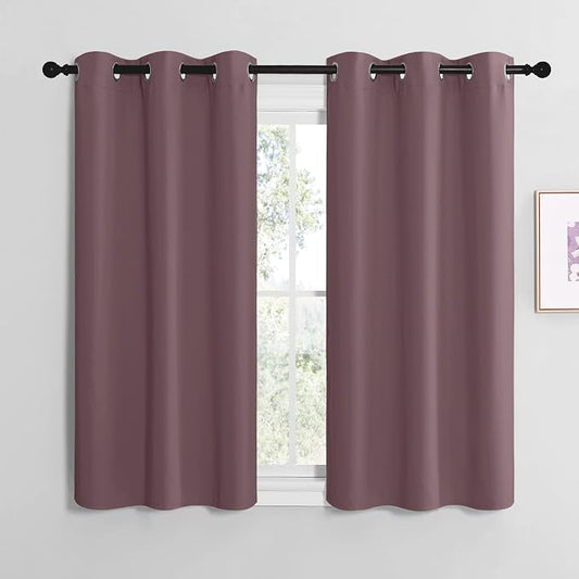 NICETOWN Dry Rose Room Darkening Curtains, Set of 2, 42 x 48-inch | Window Treatment Thermal Insulated Solid Grommet Room Darkening Curtains/Drapes for Kitchen Bedroom