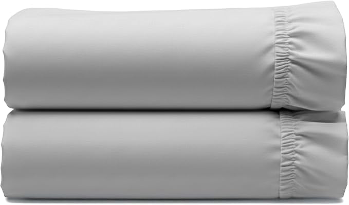 Pack of 2 100% Cotton Sateen Queen Fitted Sheets, Grey Light | 2 Fitted Sheets, 400 Thread Count Backed by Good Housekeeping Seal, 16" Deep Pocket, All-Around Elastic, No-Pop Fit, Durable