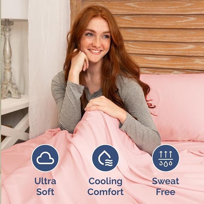 Short Queen Size 4 Piece Bed Sheet Set - RV Short Queen Sheets - Baby Pink | Ultra-Soft, Breathable & Cooling Bed Sheets Set with Deep Pockets, Hotel Luxury Bedding for Women & Men, Wrinkle & Fade Free