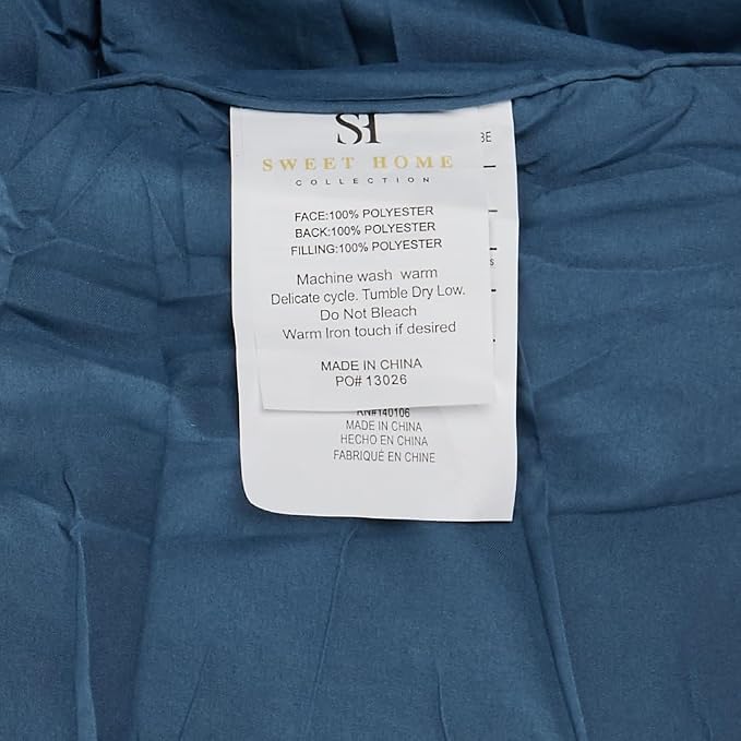 Sweet Home Collection 7 Piece Comforter Set Bag Solid Color All Season Soft Down Alternative Blanket & Luxurious Microfiber Bed Sheets, Denim, Full