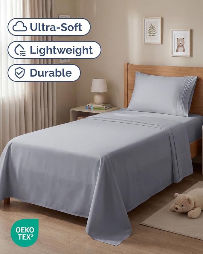 Twin Size 3 Piece Sheet Set - Breathable & Cooling Sheets - Steel Blue | Hotel Luxury Bed Sheets for Women & Men, Deep Pockets, Easy-Fit, Extra Soft and Wrinkle Free Sheets, Oeko-Tex Bed Sheet Set