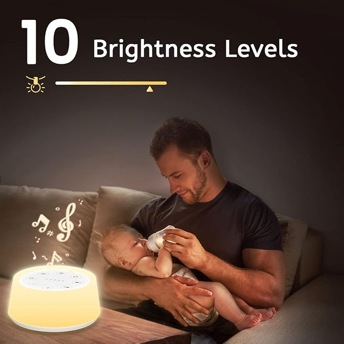 ColorsNoise White Noise Machine with 30 Sleep Music 5 Timers 12 Colors Baby Night Light with Memory Function Sound Machine for Sleep Nursery Home Travel(T-White)