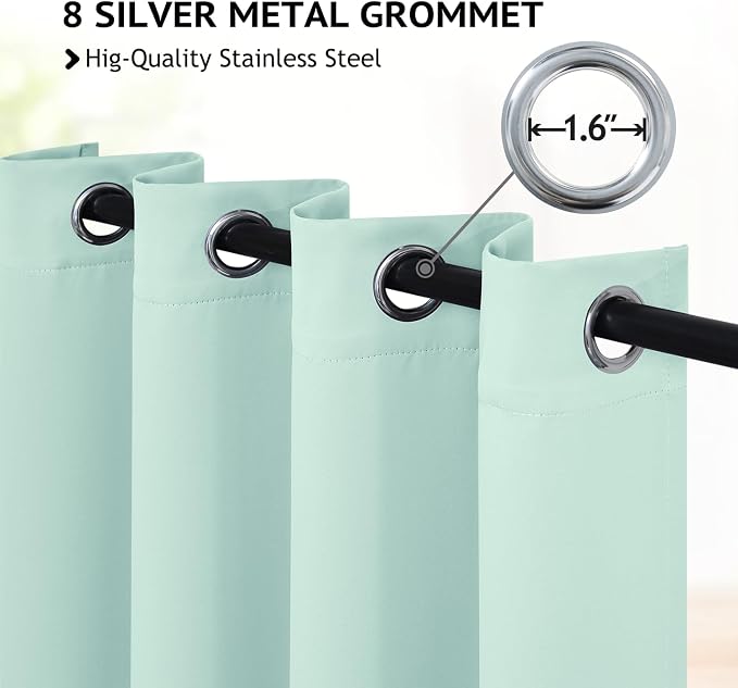 COSVIYA Grommet Blackout Room Darkening Aqua Curtains 84 inch Length 2 Panels,Thick Polyester Light Blocking Insulated Thermal Window Curtain Drapes for Bedroom/Living Room,52x84 inches | Light Blocking Insulated Thermal Curtains for Living Room, Black...