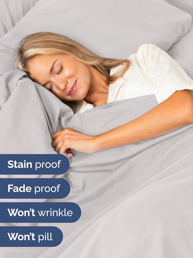 Extra Deep Queen Sheet Set - 4 Piece Breathable & Cooling - French Grey | Easily Fits 18 to 24 inch Mattress - Ultra Soft, Wrinkle & Fade Free with Extra Deep Pockets - Comfy Hotel Luxury Bedding