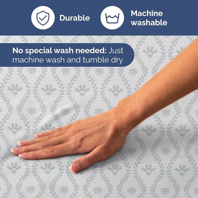 King 4 Piece Floral Sheet Set - Soft, Breathable & Cooling - Grey Damask | 1 Flat, 1 Fitted & 2 Pillowcases w/ Deep Pockets, Boho Botanical Floral Bedding, Breathable & Cooling, Wrinkle & Fade Free