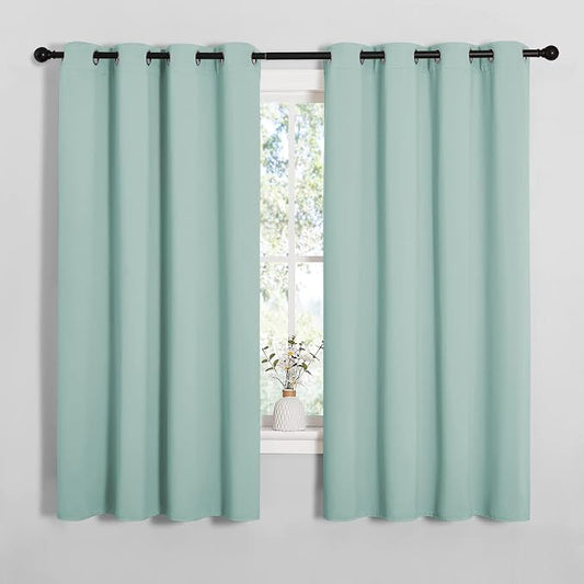 NICETOWN Bedroom Blackout Curtain Panels, 1 Pair, 55 by 68-inch, Aqua | Blackout Draperies Thermal Insulated Solid Grommet Blackout Curtains/Drapes