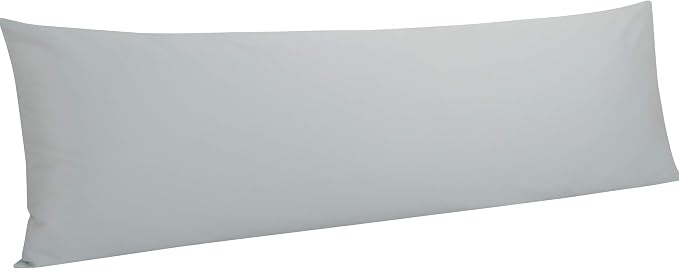 NTBAY Body Egyptian Cotton Sateen Pillowcases, Set of 1, Light Grey | 500 Thread Count Egyptian Cotton Sateen with Envelope Closure, 1 Pack 20 x 54 Inch Pillowcases, Insert Not Included