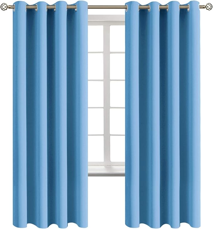 BGment Sky Blue Room Darkening Curtains 72 Inch for Bedroom - 2 Panels | Grommet Top, Light-Blocking, Sunblock, Thermal Insulated, Window Drapes for Kids Boys Room, 52x72 Inch