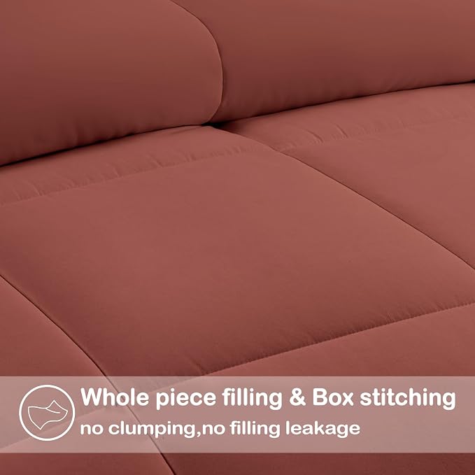 EASELAND Oversized King Down Alternative Comforter, Terracotta, 98x116 | Quilted Duvet Insert for All Seasons, Soft Lightweight Bedding with Corner Tabs, Breathable Machine Washable Hotel Quality