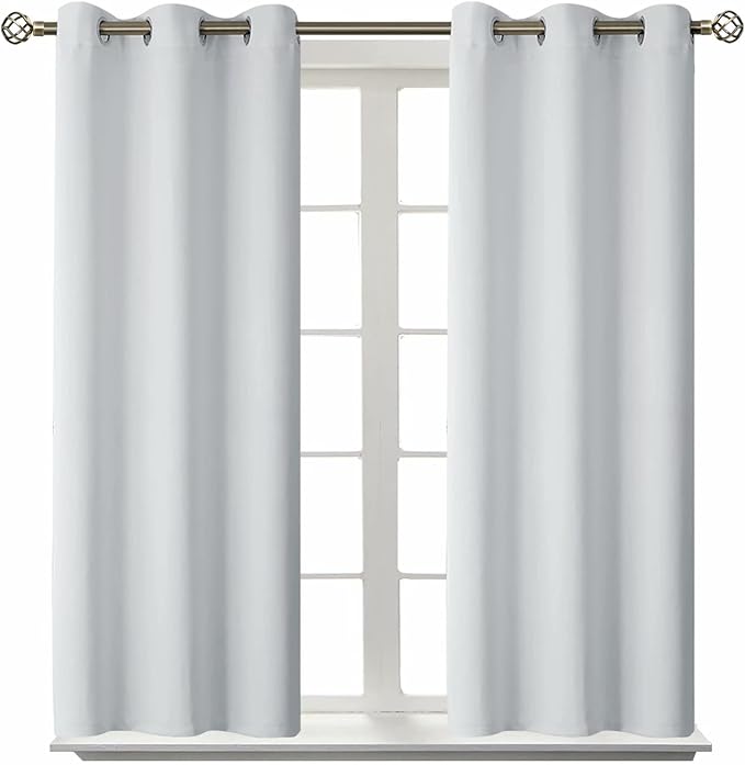 BGment Short Curtains for Small Window 54 Inch - Greyish White 2 Panels | Grommet top, Room Darkening, Sunblock, Thermal Insulated, Window Drapes for Kitchen, 38x54 Inch