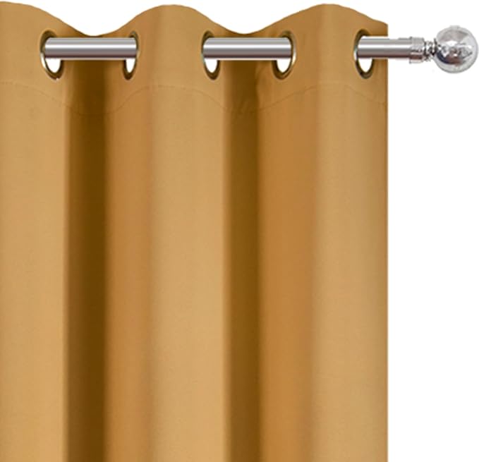 Mustard Yellow Thermal Blackout Curtains/38 x 84 Inch/Set of 2 Panels Room Darkening Curtains for Bedroom