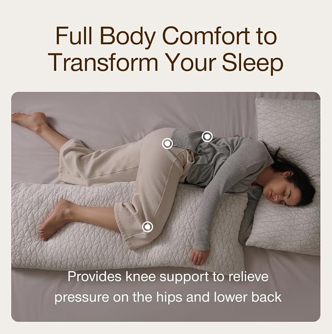 Coop Home Goods Original Adjustable Body Pillow (20x54) and Ultra-Tech Waterproof Pillow Protector Bundle for Pregnancy, Full Body Support for Side Sleepers with Memory Foam & Washable Cover